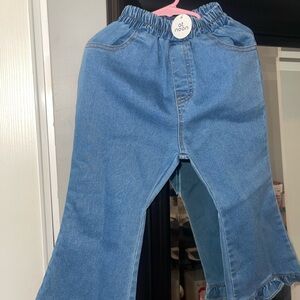 At Noon Blue Denim Flared Pants